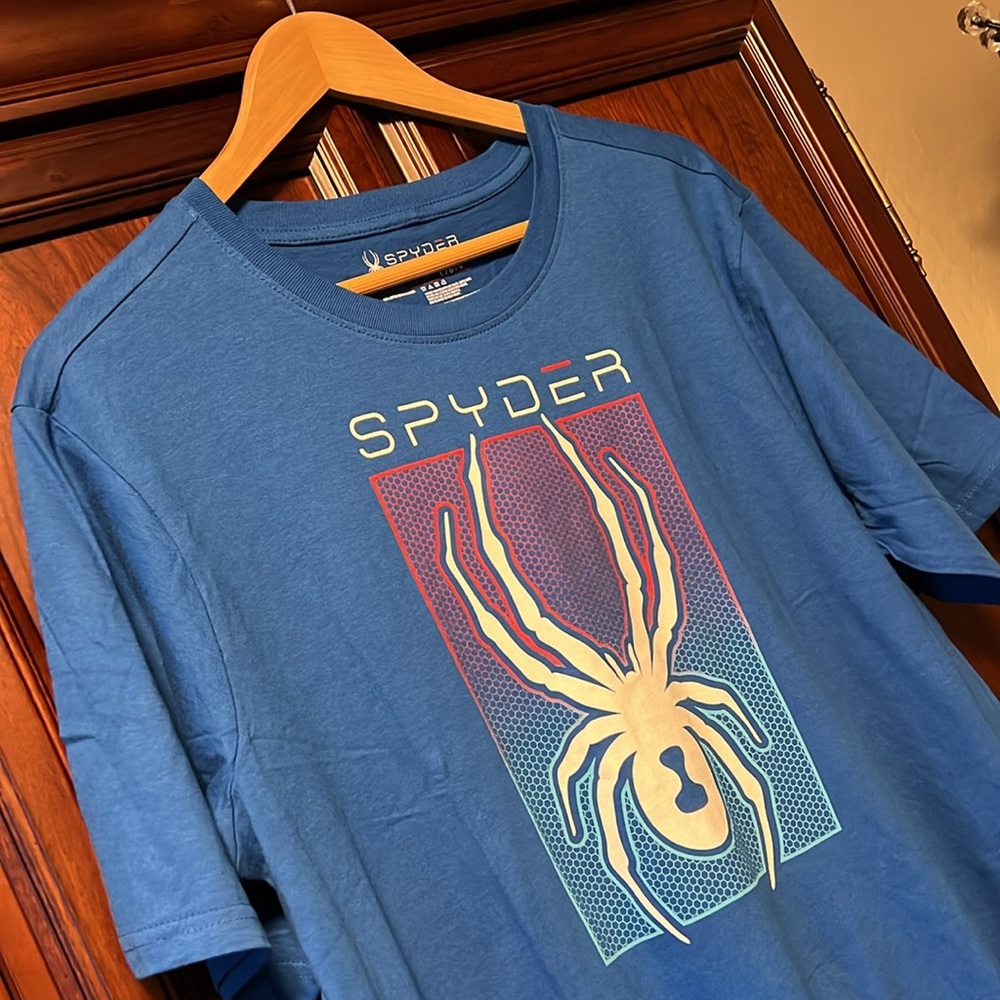 Brand New Spyder Royal Blue Custom Designed Classic Luxury Tee Shirt 100% Cotton - Picture 4 of 8